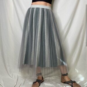 New Modcloth balletcore metallic ombre tulle skirt midi ballet tulle-d you so M